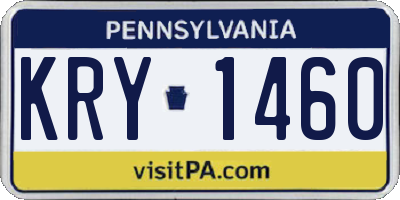 PA license plate KRY1460