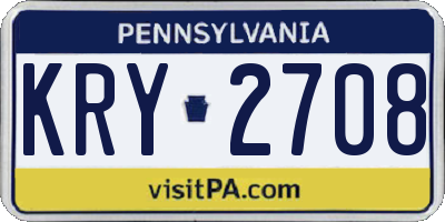 PA license plate KRY2708