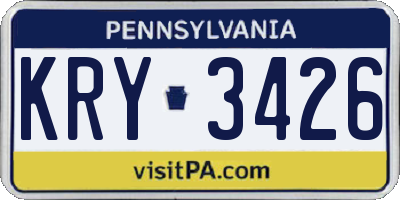 PA license plate KRY3426