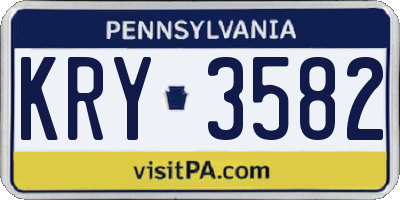 PA license plate KRY3582