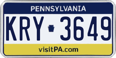 PA license plate KRY3649