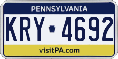 PA license plate KRY4692