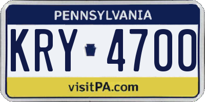 PA license plate KRY4700