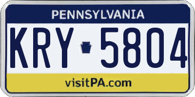 PA license plate KRY5804