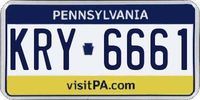 PA license plate KRY6661