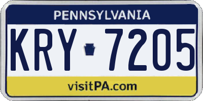 PA license plate KRY7205