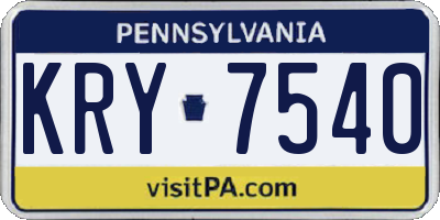 PA license plate KRY7540