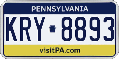 PA license plate KRY8893