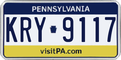 PA license plate KRY9117