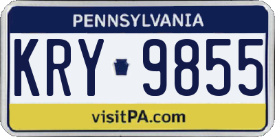 PA license plate KRY9855