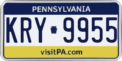 PA license plate KRY9955