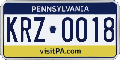 PA license plate KRZ0018