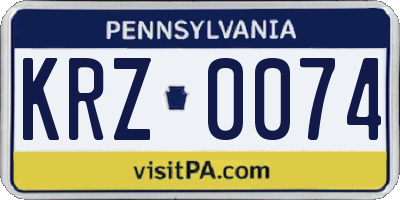 PA license plate KRZ0074