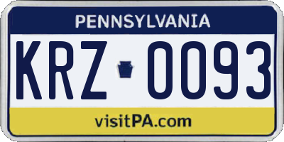 PA license plate KRZ0093