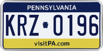 PA license plate KRZ0196