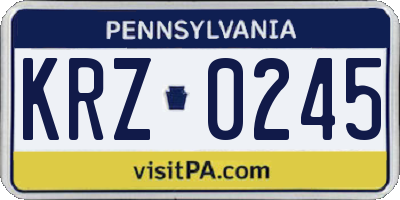 PA license plate KRZ0245