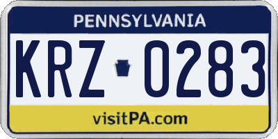 PA license plate KRZ0283