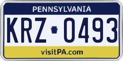 PA license plate KRZ0493