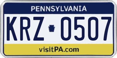 PA license plate KRZ0507