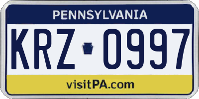 PA license plate KRZ0997