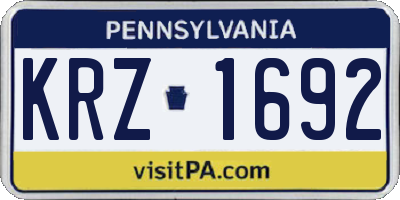 PA license plate KRZ1692