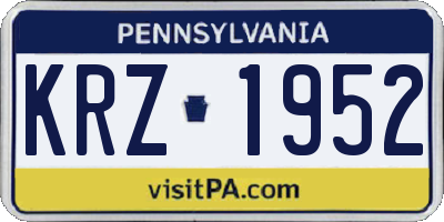 PA license plate KRZ1952