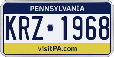 PA license plate KRZ1968