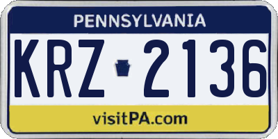 PA license plate KRZ2136