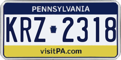 PA license plate KRZ2318