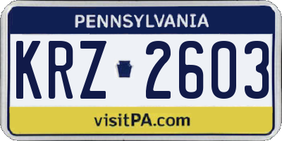 PA license plate KRZ2603