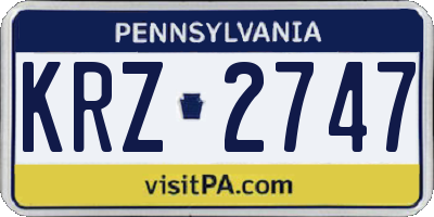 PA license plate KRZ2747