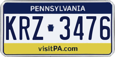 PA license plate KRZ3476