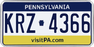 PA license plate KRZ4366