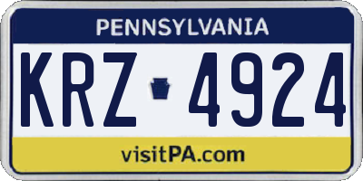 PA license plate KRZ4924