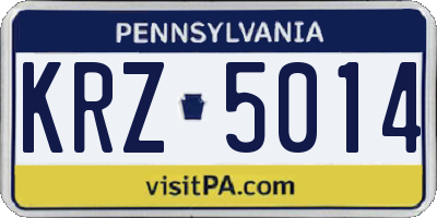 PA license plate KRZ5014