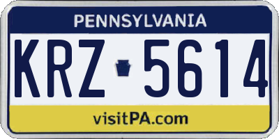 PA license plate KRZ5614
