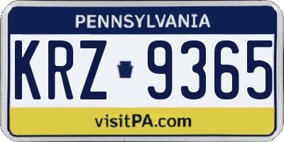 PA license plate KRZ9365