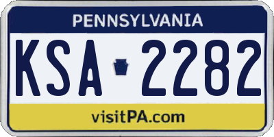 PA license plate KSA2282