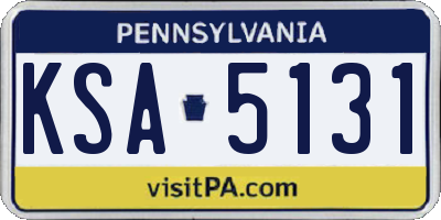 PA license plate KSA5131