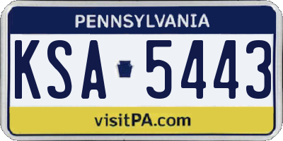 PA license plate KSA5443