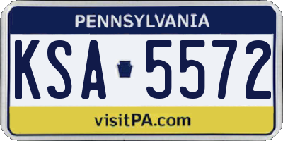 PA license plate KSA5572