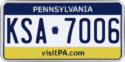 PA license plate KSA7006
