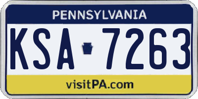 PA license plate KSA7263