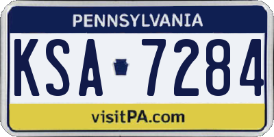 PA license plate KSA7284