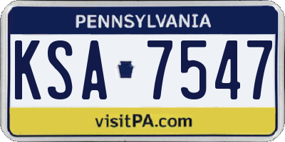 PA license plate KSA7547