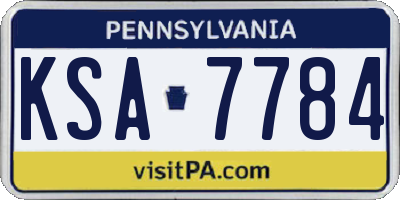 PA license plate KSA7784