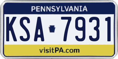 PA license plate KSA7931