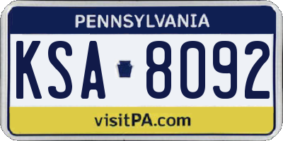 PA license plate KSA8092