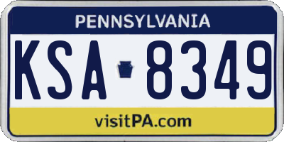 PA license plate KSA8349