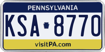 PA license plate KSA8770
